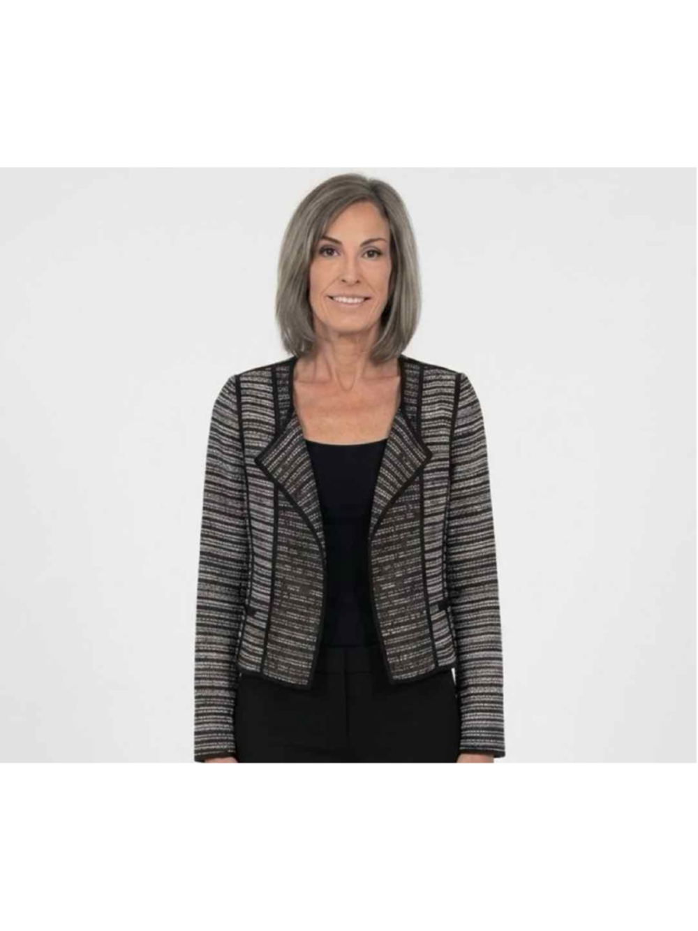 Milly Piped Cardigan Jacket Black Tweed 6, NWT